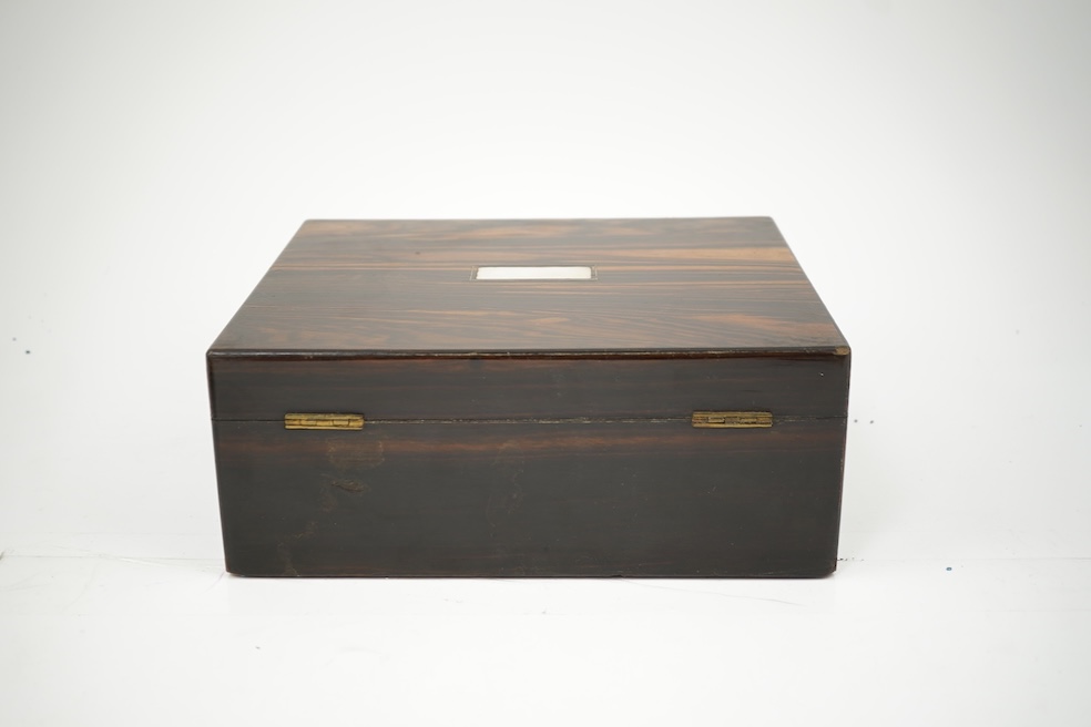 A mid 19th century rosewood writing and sewing box